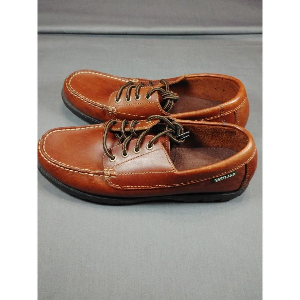 Eastland Falmouth Camp Moc Boat Shoes Men 8.5 Brown Anti Slip Leather Lace Up